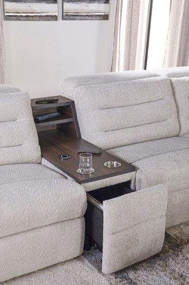 Hughes Furniture® 53016 6-Piece Solace Platinum L-Shape Power Reclining Sectional-3