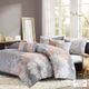 Olliix by Madison Park 6 Piece Grey/Blush Full/Queen Lola Printed Duvet Cover Set-0