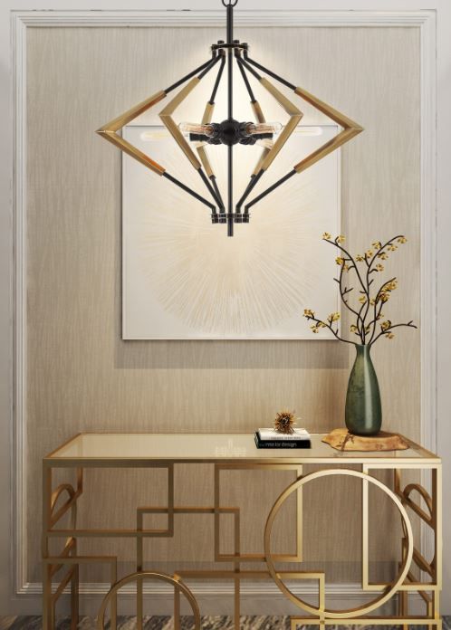 Cal® Lighting & Accessories Malounta Antique Brass/Black Chandelier-2