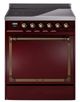 Ilve® Nostalgie II Noblesse 30'' Burgundy Pro Style Induction Range with Burnished Trim-0