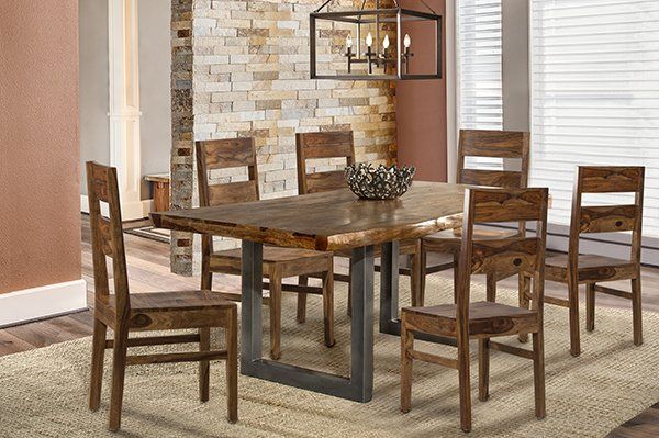 HH2 Home Emerson 7-Piece Sheesham Rectangle Dining Set with Wood Chairs-0