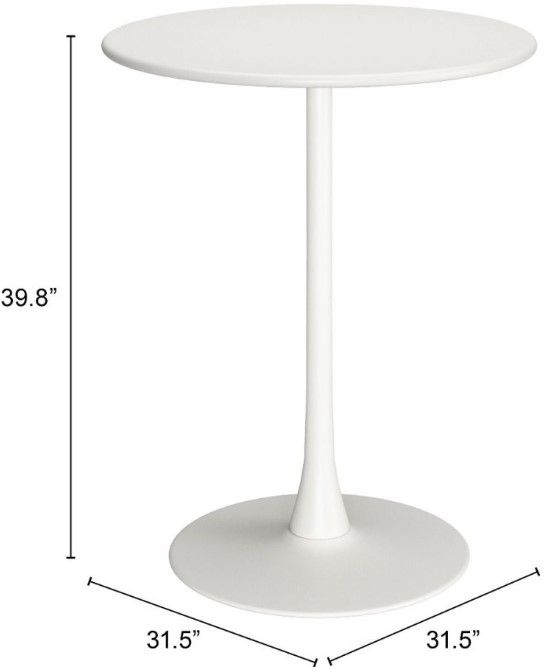 Zuo® Modern Soleil White Steel Outdoor Bar Table-2