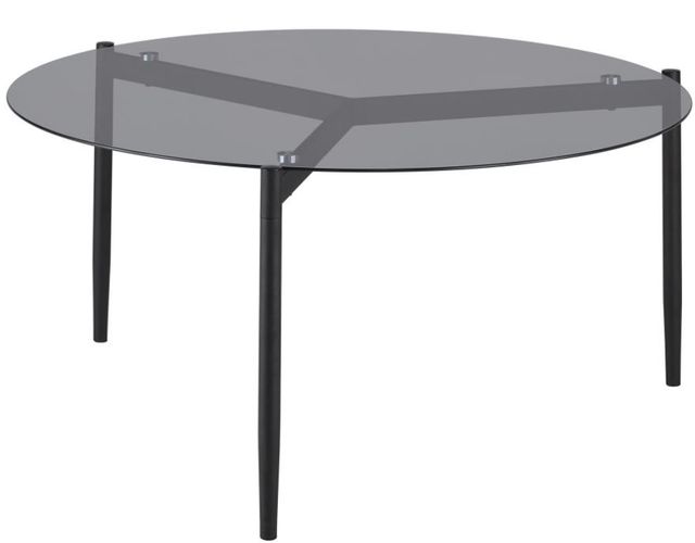 Coaster® Rosalie Smoked Glass Top Cocktail Table with Sandy Black Base-0