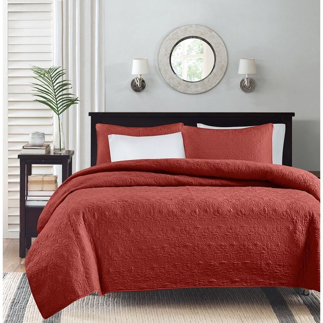 Olliix by Madison Park Red Full/Queen Quebec Reversible Coverlet Set-2