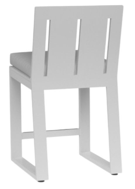 Sunset West Newport Satin White Aluminum Outdoor Bar Stool with Cast Silver Cushion-2