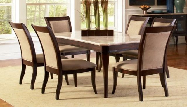 Steve Silver Co.® Marseille Marble Top Dining Table with Brown Base-1