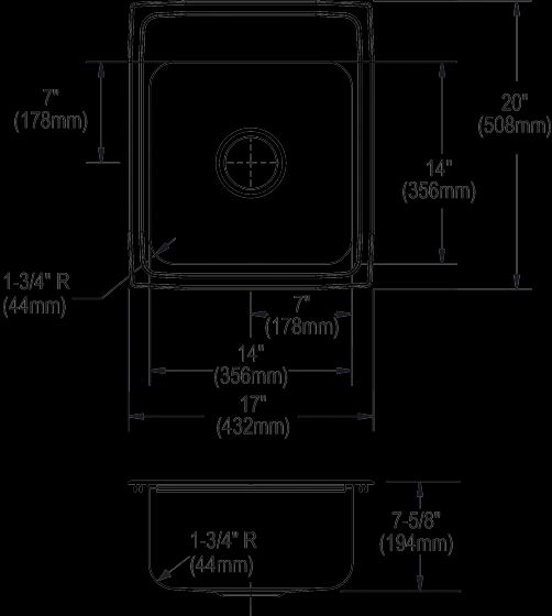 Elkay Lustertone® Classic Lustrous Satin 17" x 20" x 7-5/8" OS4-Hole Single Bowl Drop-In Sink-3