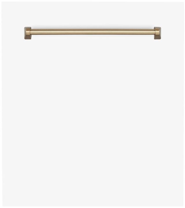 ZLINE Autograph Edition 24" White Matte with Gold Handle Dishwasher Panel-2