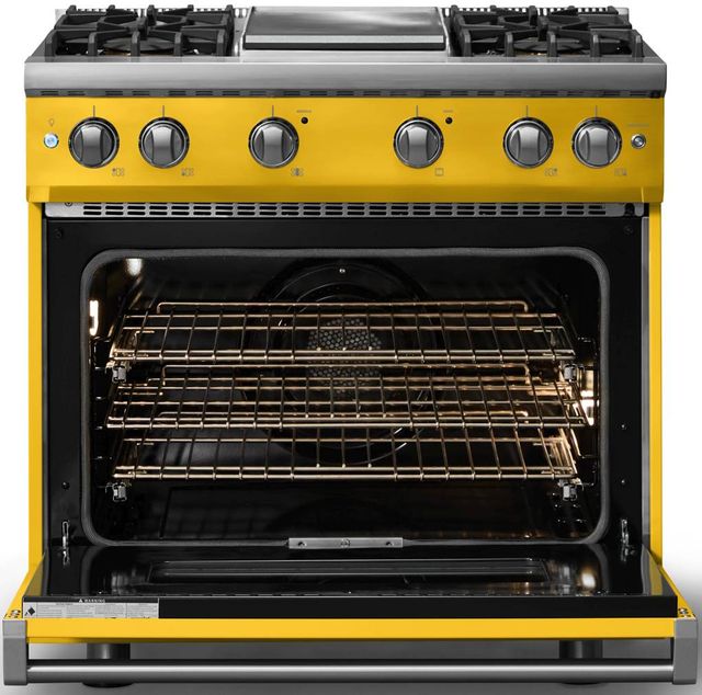 Viking® 5 Series 36" Daffodil Pro Style Gas (LP) Range with Polished Chrome Trim-1