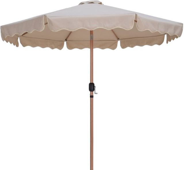 Meridian Furniture Amalfi Beige/Teak Aluminum Outdoor Patio Umbrella-0