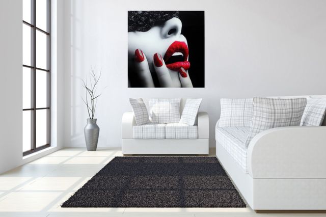 Classy Living Luscious Lace Lips Frameless Wall Art-1