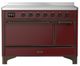 Ilve® Majestic III 48" Burgundy Pro Style Induction Range with Solid Door and Burnished Trim-0