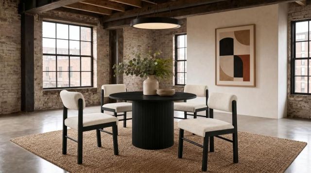 Coaster® Hamlyn 5-Piece Black/Cream Dining Table Set-1