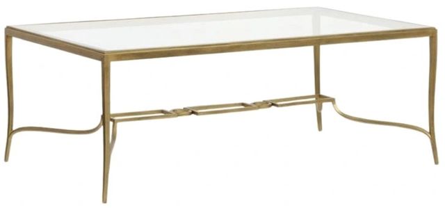 Magnussen Home® Lorena Glass Top Rectangular Cocktail Table with Burnished Brass Base-0