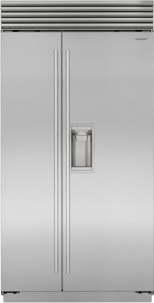 Front view of the Sub-Zero® Classic Series 42 in. 24.0 Cu. Ft. Stainless Steel Built In Side-by-Side Refrigerator