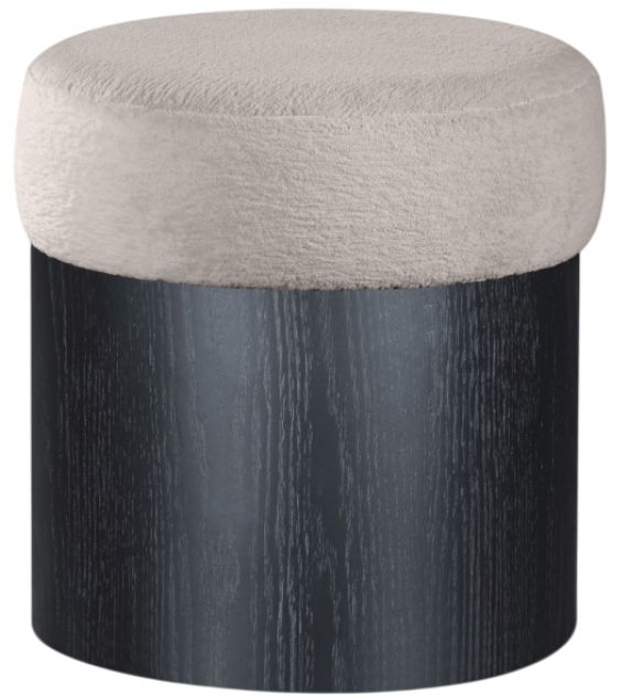 Meridian Furniture Nimes Beige/Black Velour Fur Ottoman-0