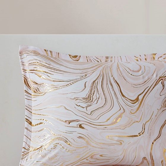 Olliix by Intelligent Design Rebecca Blush and Gold Twin/Twin XL Metallic Printed Comforter Set-3