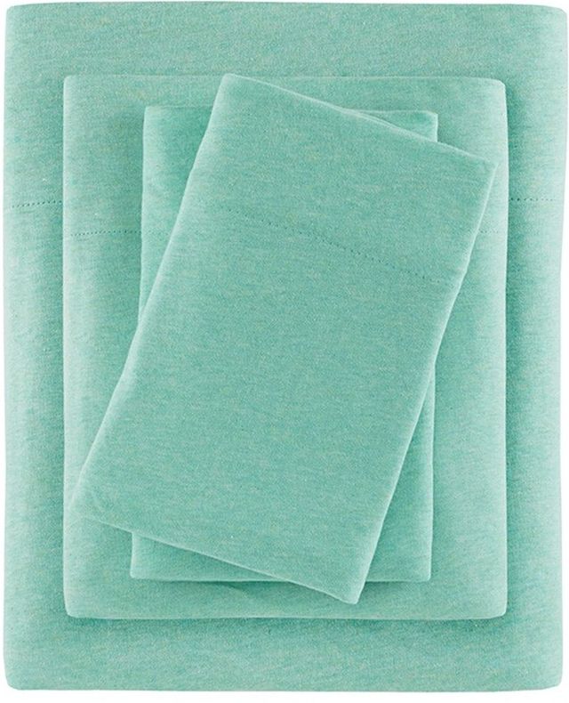 Olliix by Urban Habitat Aqua Twin XL Heathered Cotton Jersey Knit Sheet Set-1