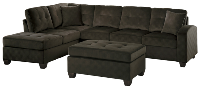 Homelegance® Emilio 3-Piece Brown L-Shape Sectional with Ottoman-0