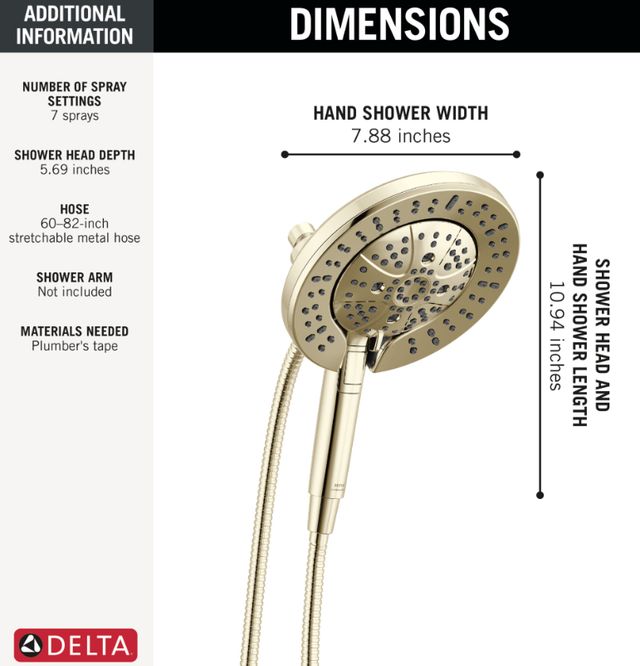 Delta Universal Showering Lumicoat® Polished Nickel 2.5 GPM 7-Setting In2ition® with ProClean®-2