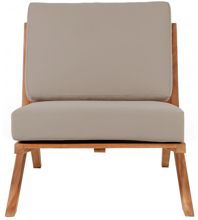 Meridian Furniture Tahiti Light Grey Fabric/Teak 30" Outdoor Accent Chair-1