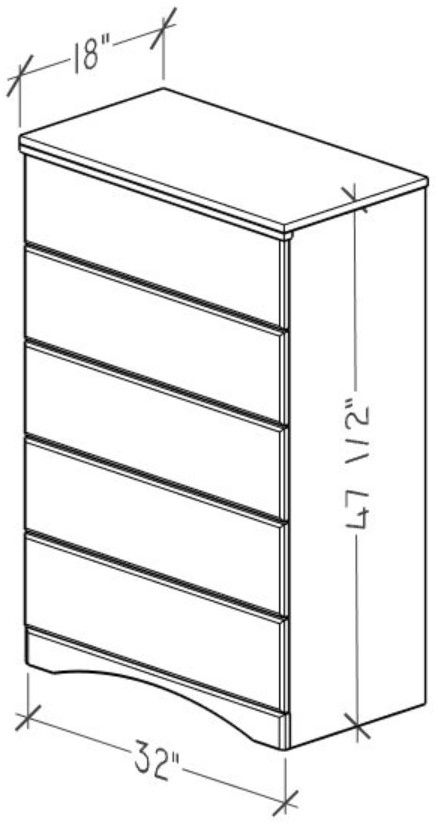 Perdue Woodworks 34,000 Essential White 32" 5-Drawer Chest-2