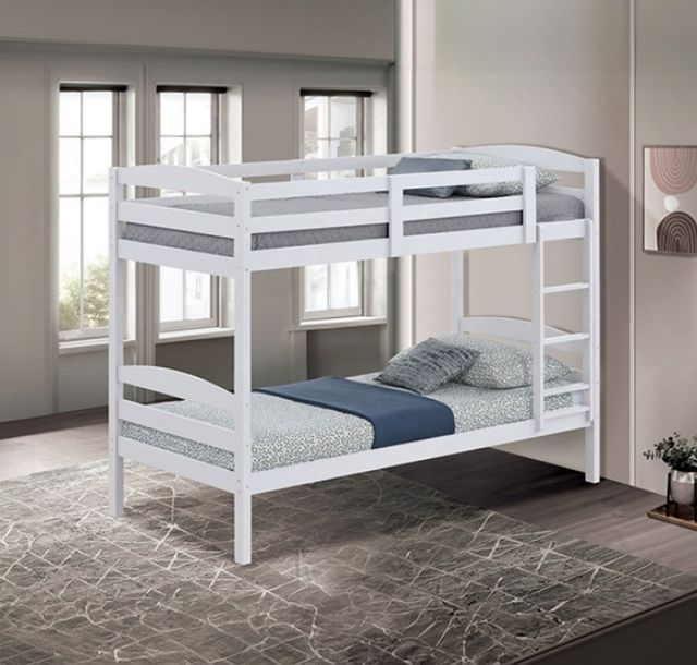 Furniture of America® Finsbury White Twin/Twin Bunk Bed-1