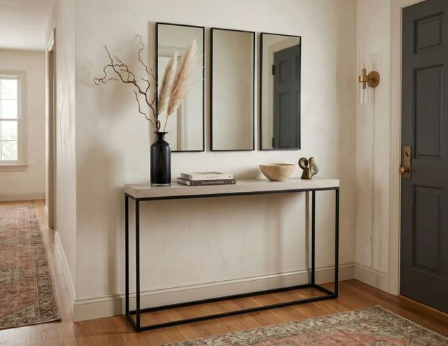 Sunny Designs™ Jax Beige Large Console Table with Black Base-2