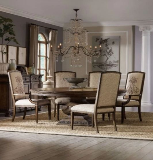 Hooker® Furniture Rhapsody Aurora Ecru/Walnut 22" Upholstered Dining Side Chair-1