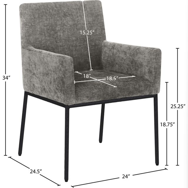 Meridian Furniture Reeves Gray/Matte Black Chenille Upholstered Dining Chair-2