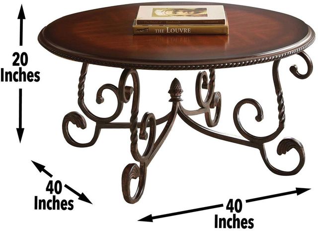Steve Silver Co. Crowley Dark Cherry Cocktail Table with Metal Base-1