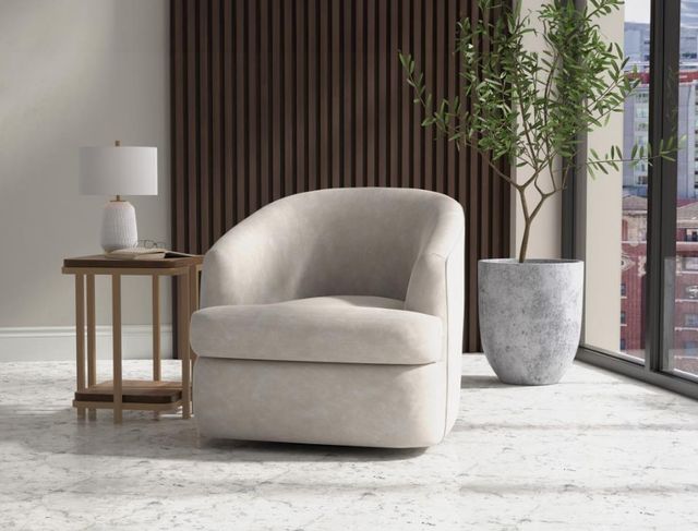International Furniture Direct Tumbi Ivory Swivel Accent Chair-1