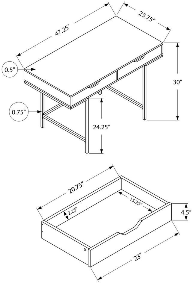 Monarch Specialties Inc. Black Computer Desk-3