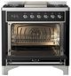 Ilve® Majestic III 36" Glossy Black Pro Style Dual Fuel Liquid Propane Range with Triple Glass Door and Chrome Trim-1