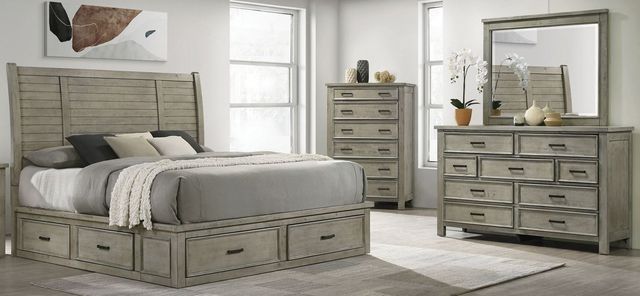 American Wholesale Furniture Sienna Gray King Sleigh Storage Bed-2