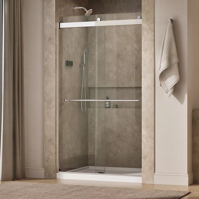KOHLER Levity® Plus Bright Polished Silver 82" x 45" - 48" Frameless Sliding Shower Door-1