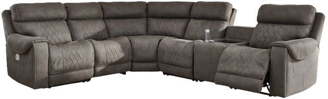 Signature Design by Ashley® Hoopster 6-Piece Gunmetal Curved Power Reclining Sectional-0