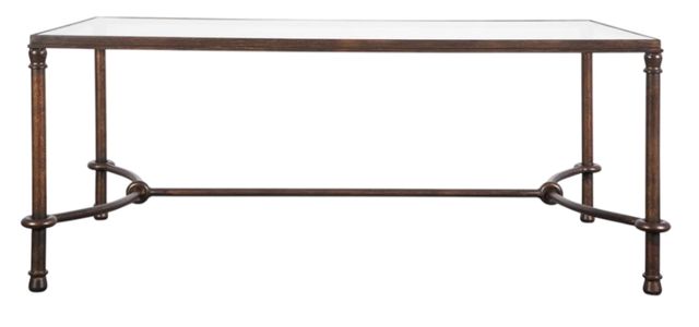 Uttermost® Warring Glass Top Coffee Table with Rustic Bronze Frame-3