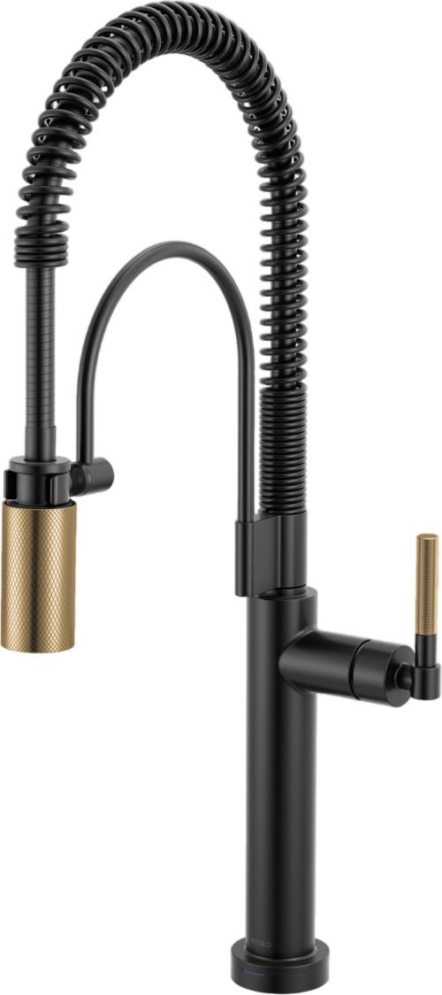 Brizo Litze® Matte Black Brilliance® Luxe Gold® SmartTouch Semi-Professional Kitchen Faucet-0