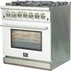 FORNO® Capriasca 30" Stainless Steel Pro Style Dual Fuel Range with White Door-1