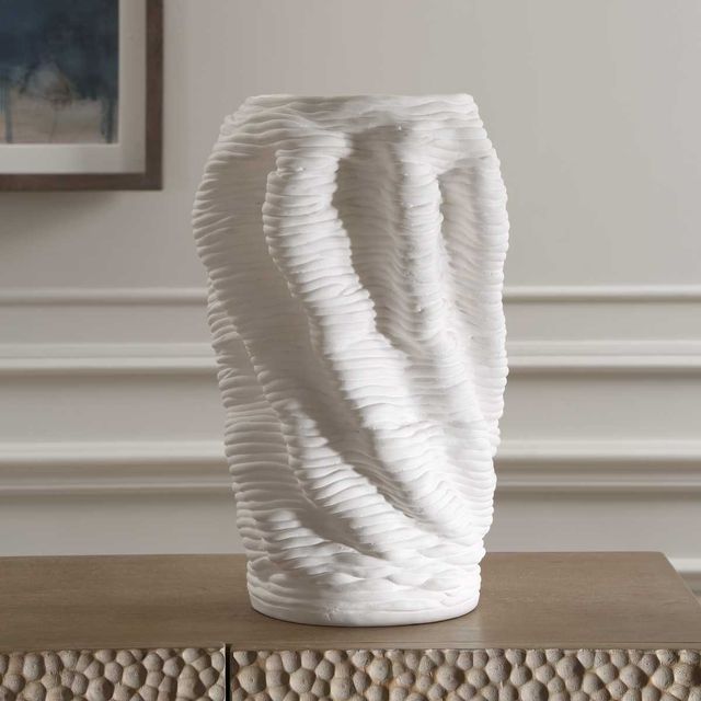 Uttermost® Stratified Matte White Vase-2