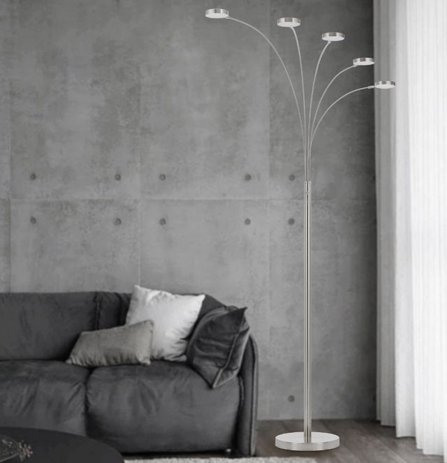 Cal® Lighting & Accessories Malibu Brushed Steel Floor Lamp-3