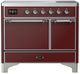 Ilve® Majestic III 40" Burgundy Pro Style Induction Range with Solid Door and Chrome Trim-0