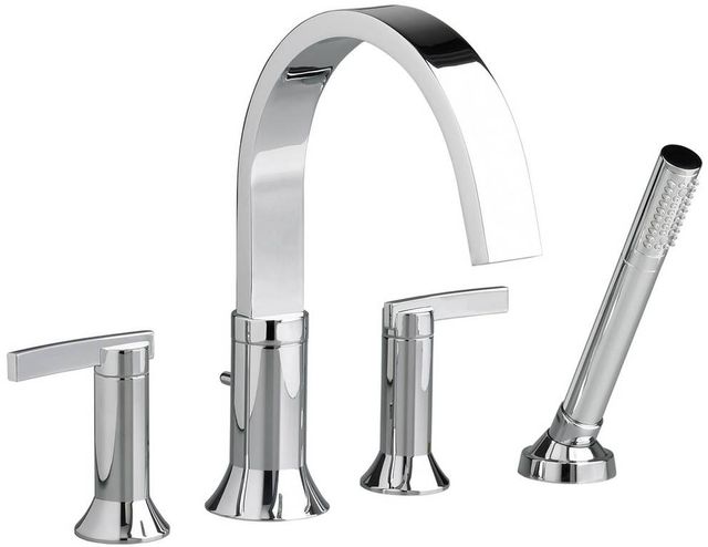 American Standard Berwick® Polished Chrome Deck Mount Roman Tub Filler with Hand Shower-0