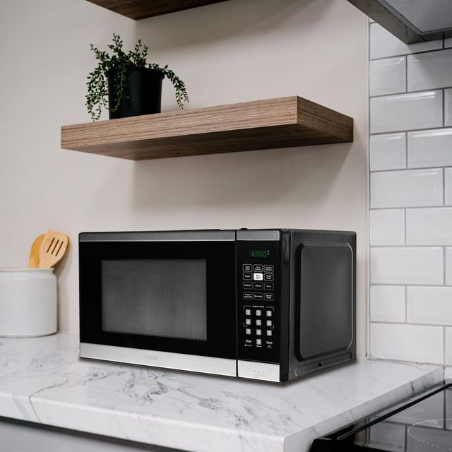 Danby® 0.9 Cu. Ft. Black and Stainless Steel Countertop Microwave-9