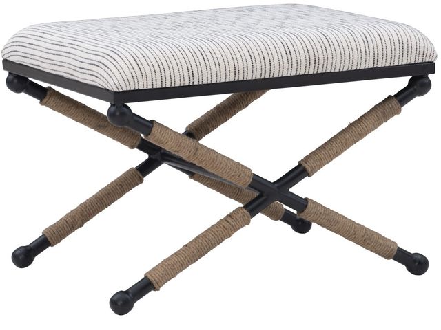 Linon Campaign Black/Cream Accent Stool-0