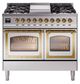 Ilve® Nostalgie II Noblesse 40'' Stainless Steel Pro Style Dual Fuel Range with Brass Trim-0