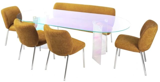 Modus Furniture Fomo Pineapple/Stainless Steel Upholstered Settee-4