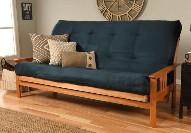 Kodiak Furniture Suede Navy 8" Coil Hinged Innerspring Queen Futon Mattress -2