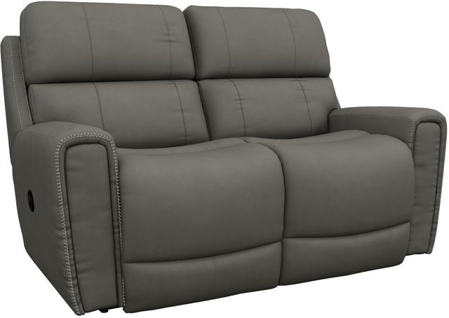La-Z-Boy® Apollo Blue Grey Leather Manual Reclining Loveseat-0